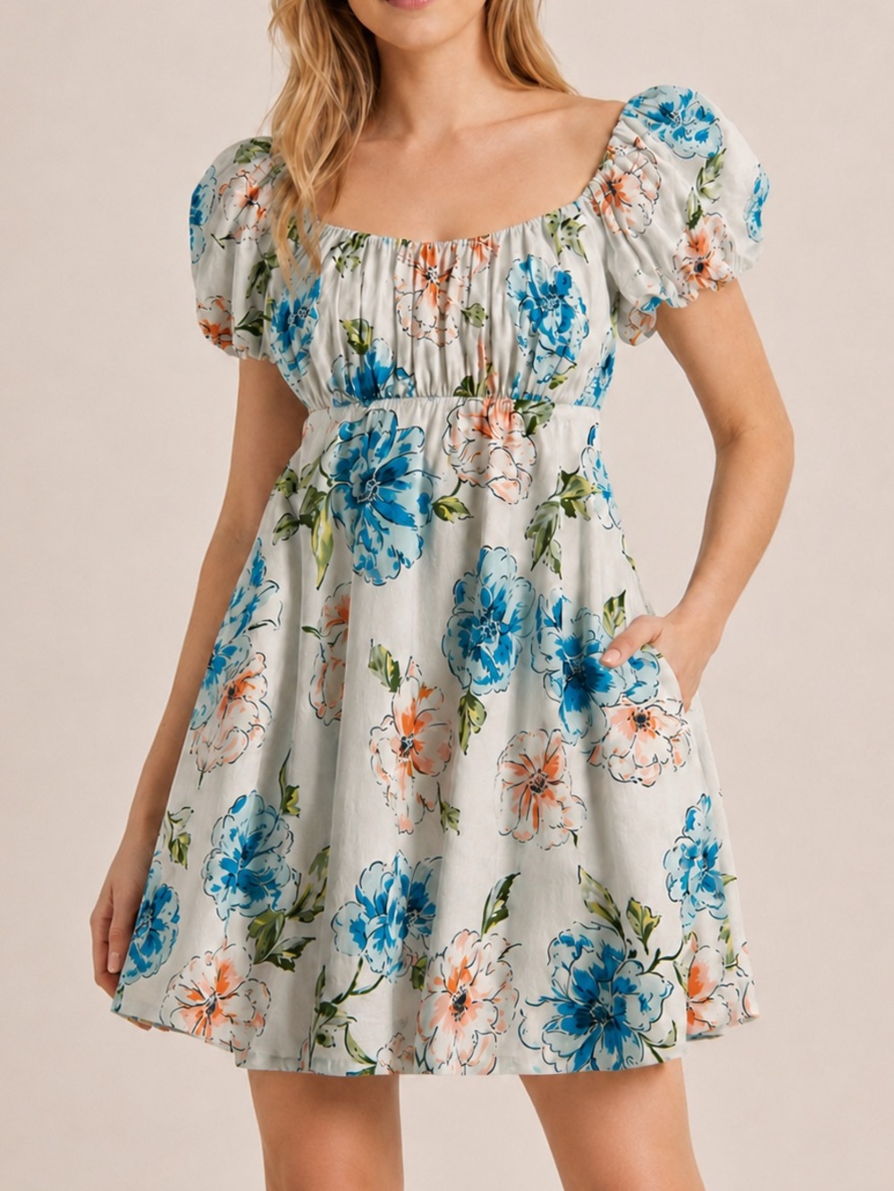 Abercrombie & Fitch Floral Puff Sleeve Cottagecore Mini Dress Small